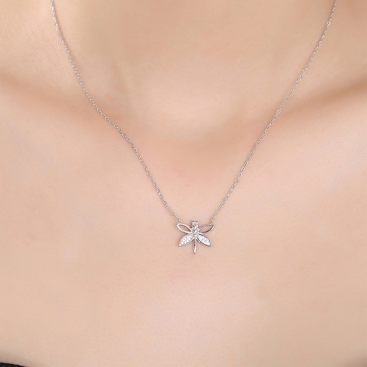 Sterling Silver Cubic Zirconia Dragonfly Pendant