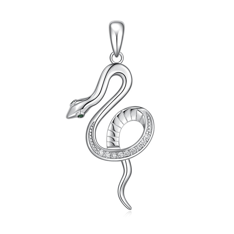 Sterling Silver Cubic Zirconia Snake Pendant