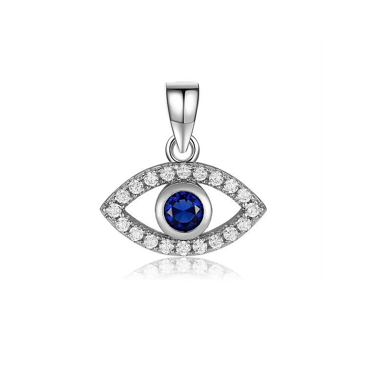 Sterling Silver Cubic Zirconia Evil Eye Pendant