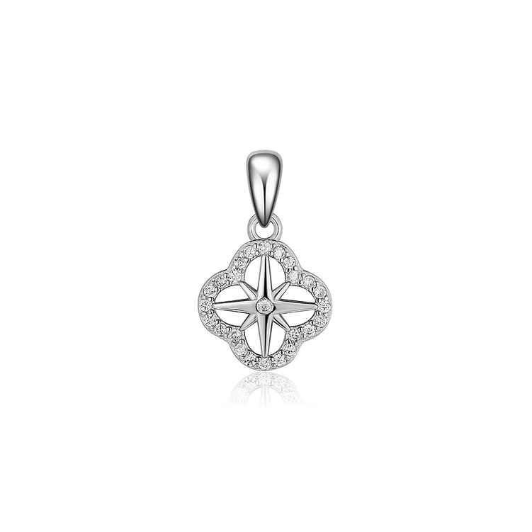 Sterling Silver Cubic Zirconia Mini Compass Pendant