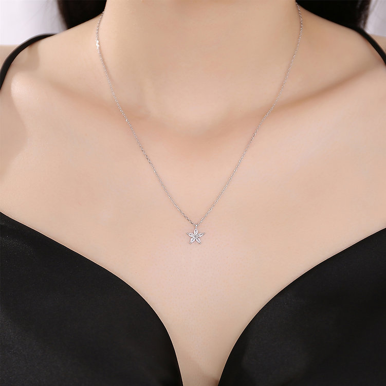 Sterling Silver Cubic Zirconia Mini Flower Pendant