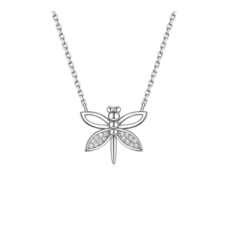 Sterling Silver Cubic Zirconia Dragonfly Pendant