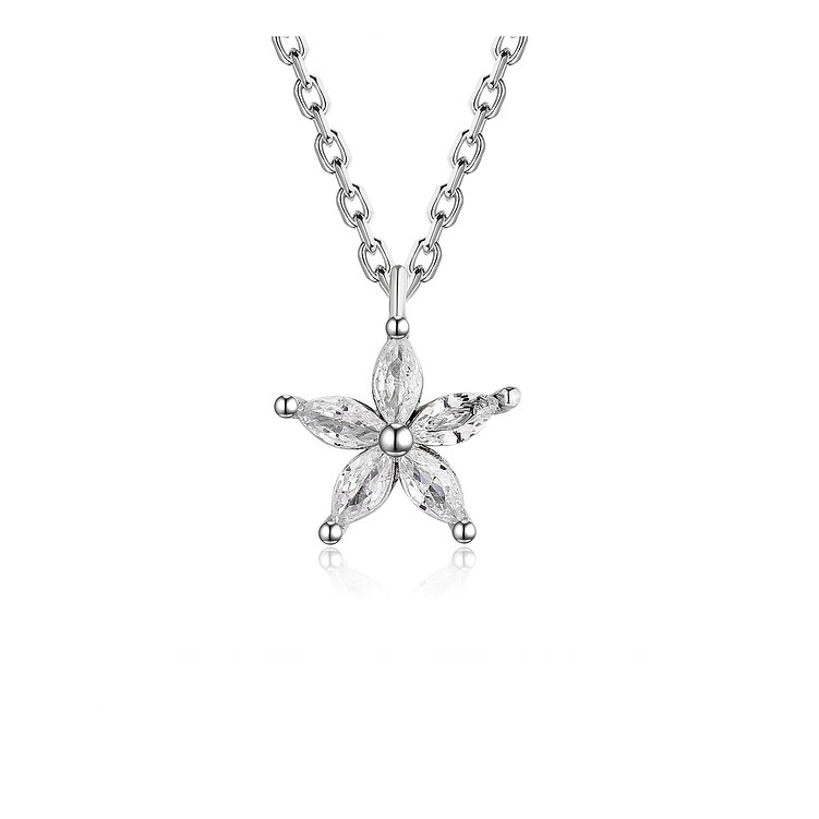 Sterling Silver Cubic Zirconia Mini Flower Pendant