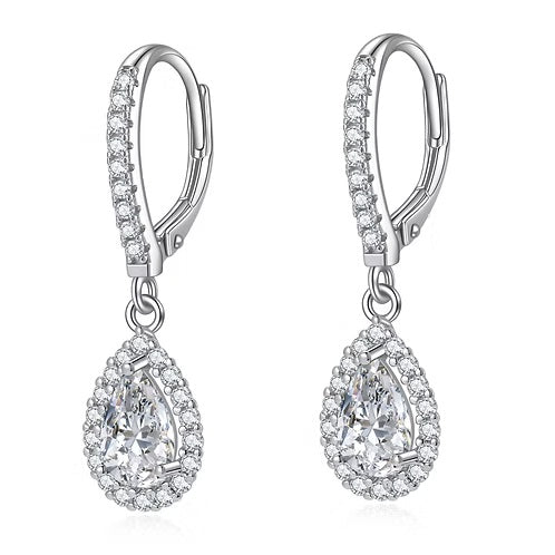 Sterling Silver + Cubic Zirconia Tear Drop Earrings