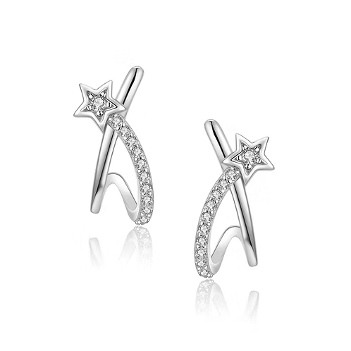 Sterling Silver Cubic Zirconia Shooting Star Studs