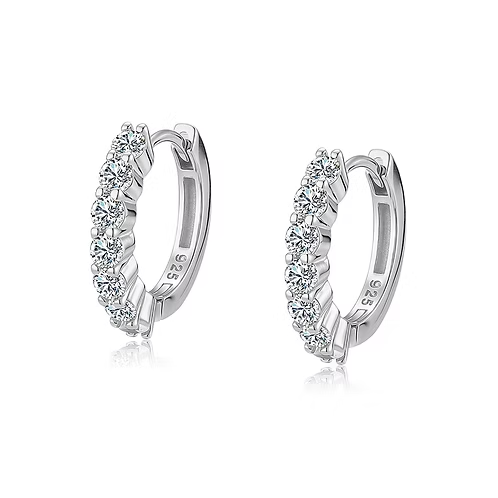 Sterling Silver + Cubic Zirconia Huggies