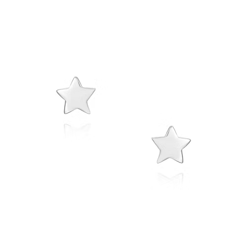 Sterling Silver Polished Star Stud Earrings