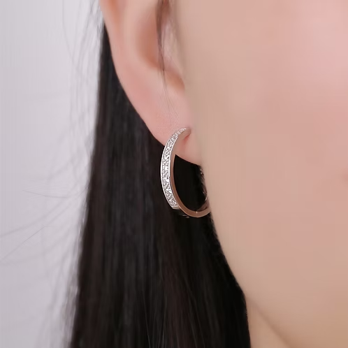 Sterling Silver Cubic Zirconia Medium Huggies