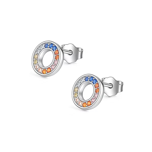 Sterling Silver Cubic Zirconia Circle Studs