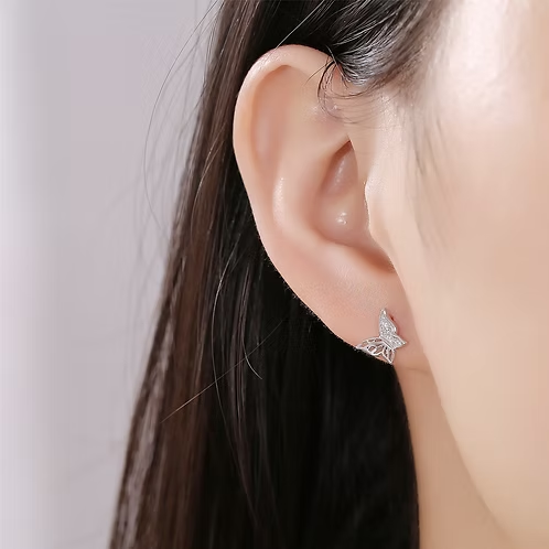 Sterling Silver Cubic Zirconia Butterfly Studs