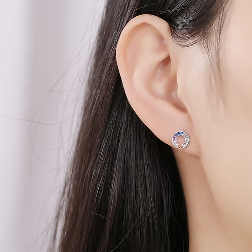 Sterling Silver Cubic Zirconia Circle Studs