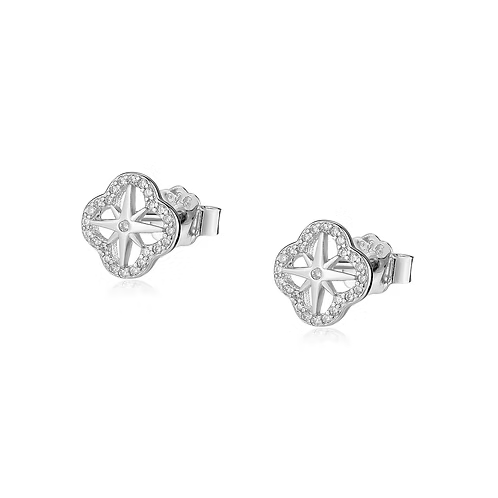 Sterling Silver +  Cubic Zirconia Compass Studs