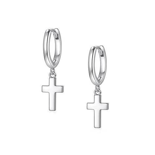 Sterling Silver Cross Huggies