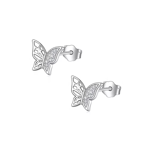Sterling Silver Cubic Zirconia Butterfly Studs