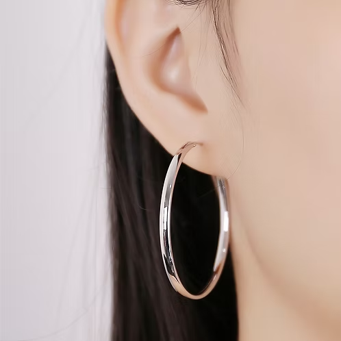 Sterling Silver Large Sleeper Hoops