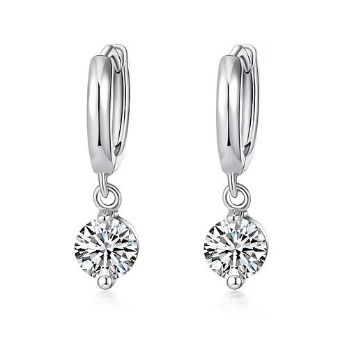 Sterling Silver Cubic Zirconia Drop Huggies