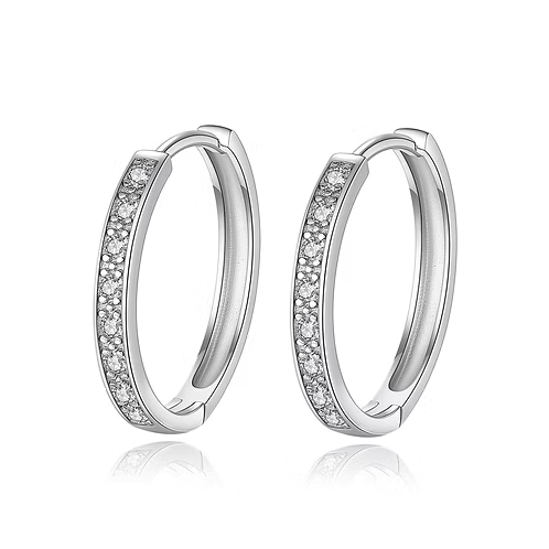 Sterling Silver Cubic Zirconia Medium Huggies