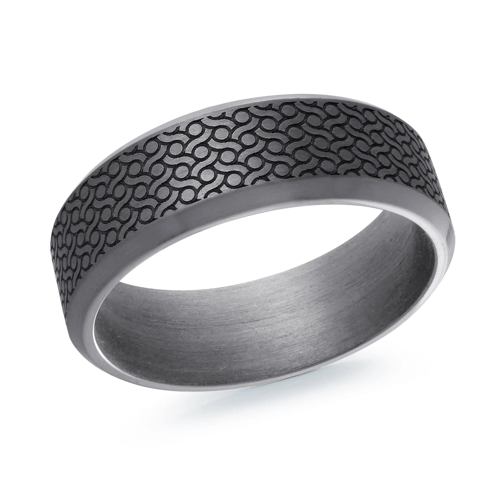 Men's Laser Engraved Tantalum Wedding Band - Biggar Diamonds