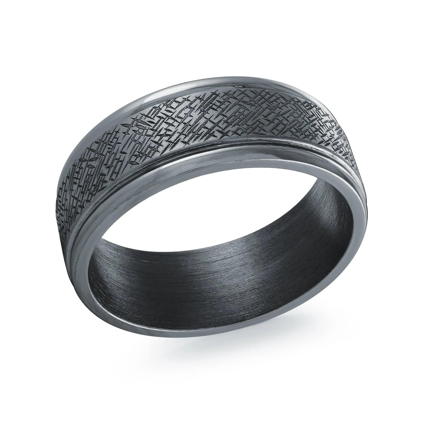 Men's Laser Engraved Tantalum Wedding Band - Biggar Diamonds