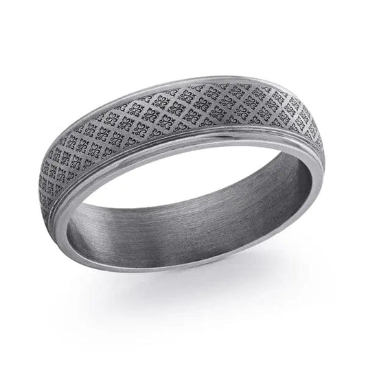 Men's Laser Engraved Tantalum Wedding Band - Biggar Diamonds