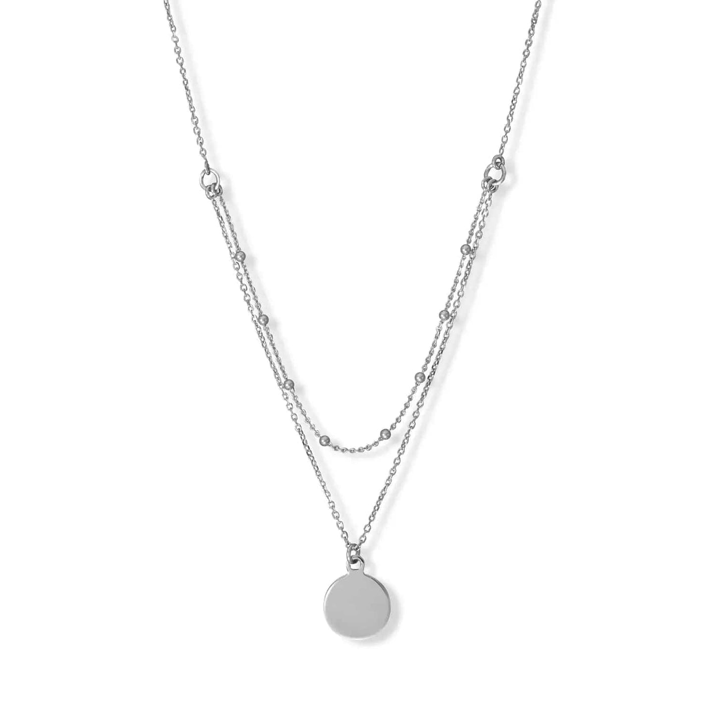 Sterling Silver 2 Row Engravable Disk Necklace - Biggar Diamonds