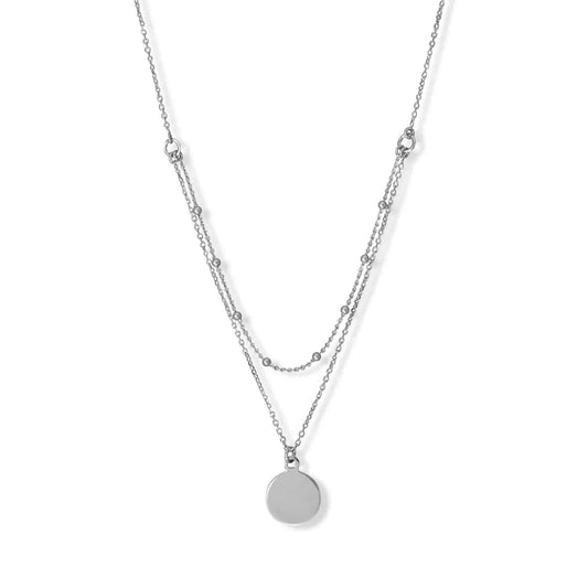 Sterling Silver 2 Row Engravable Disk Necklace - Biggar Diamonds