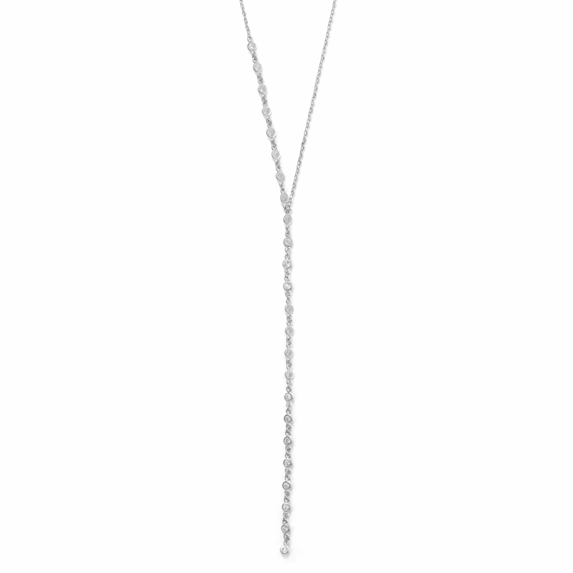 Sterling Silver Bezel CZ Lariat Necklace - Biggar Diamonds