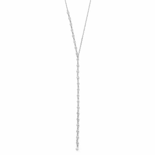 Sterling Silver Bezel CZ Lariat Necklace - Biggar Diamonds