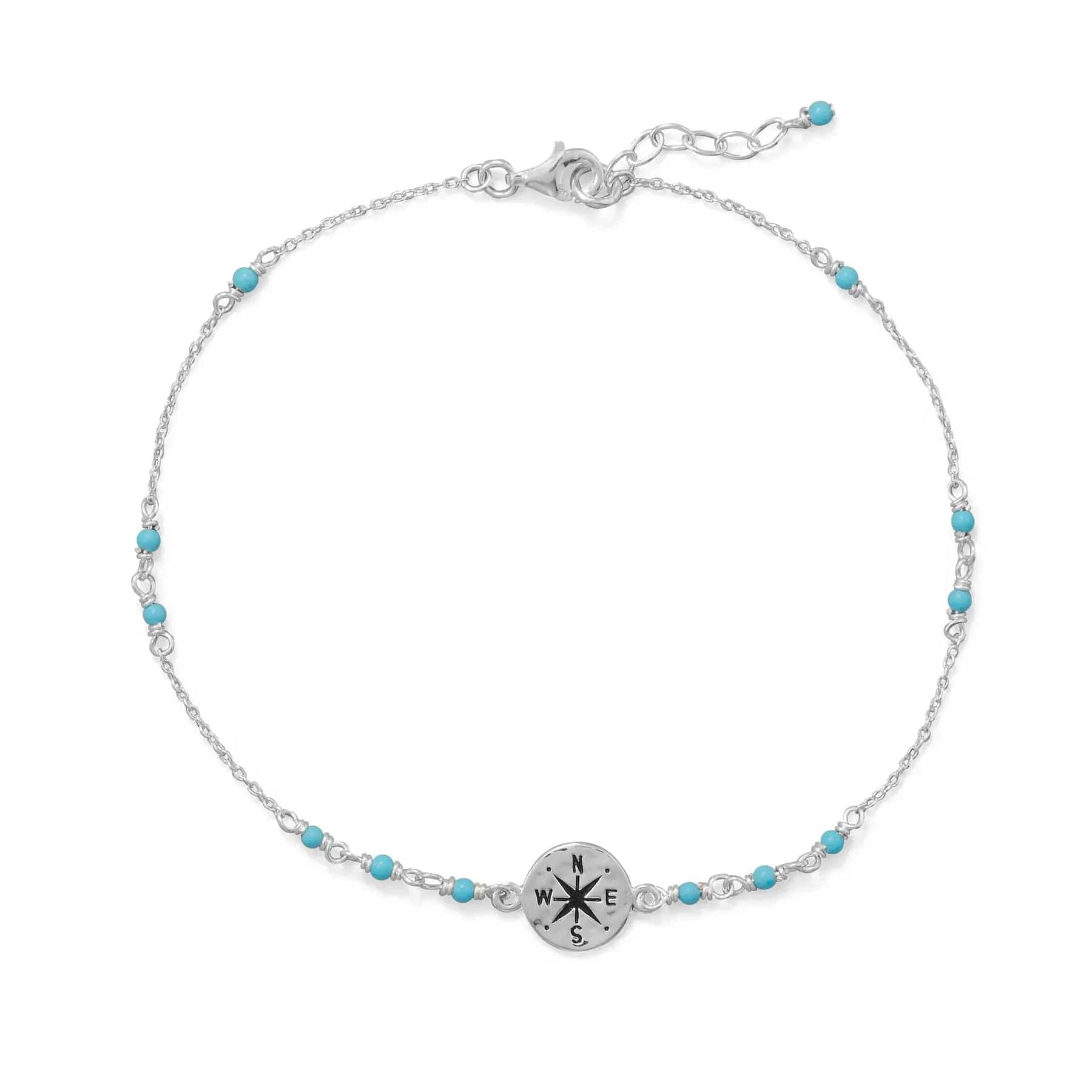 Sterling Silver Compass Charm Anklet - Biggar Diamonds