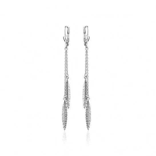 Sterling Silver Feather Dangle Earrings - Biggar Diamonds