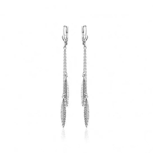 Sterling Silver Feather Dangle Earrings - Biggar Diamonds