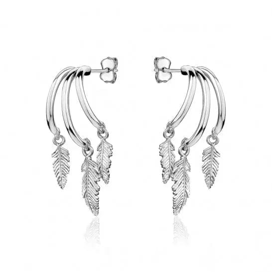 Sterling Silver Feather Dangle Earrings - Biggar Diamonds