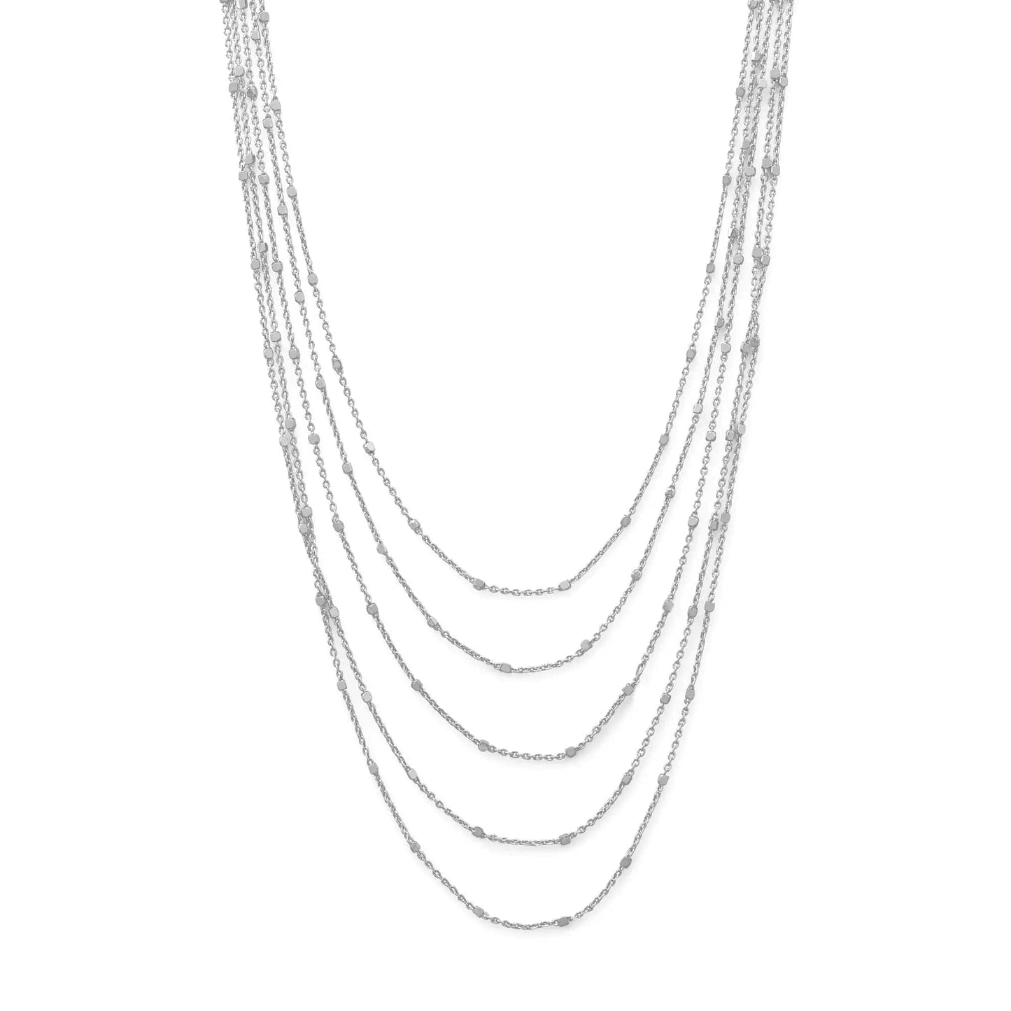 Sterling Silver Five Strand Satellite Chain Necklace - Biggar Diamonds