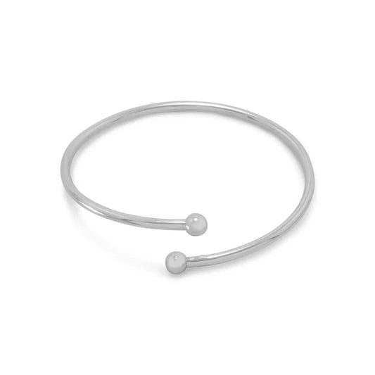 Sterling Silver Flex Bangle with Silver Bead Ends - Biggar Diamonds