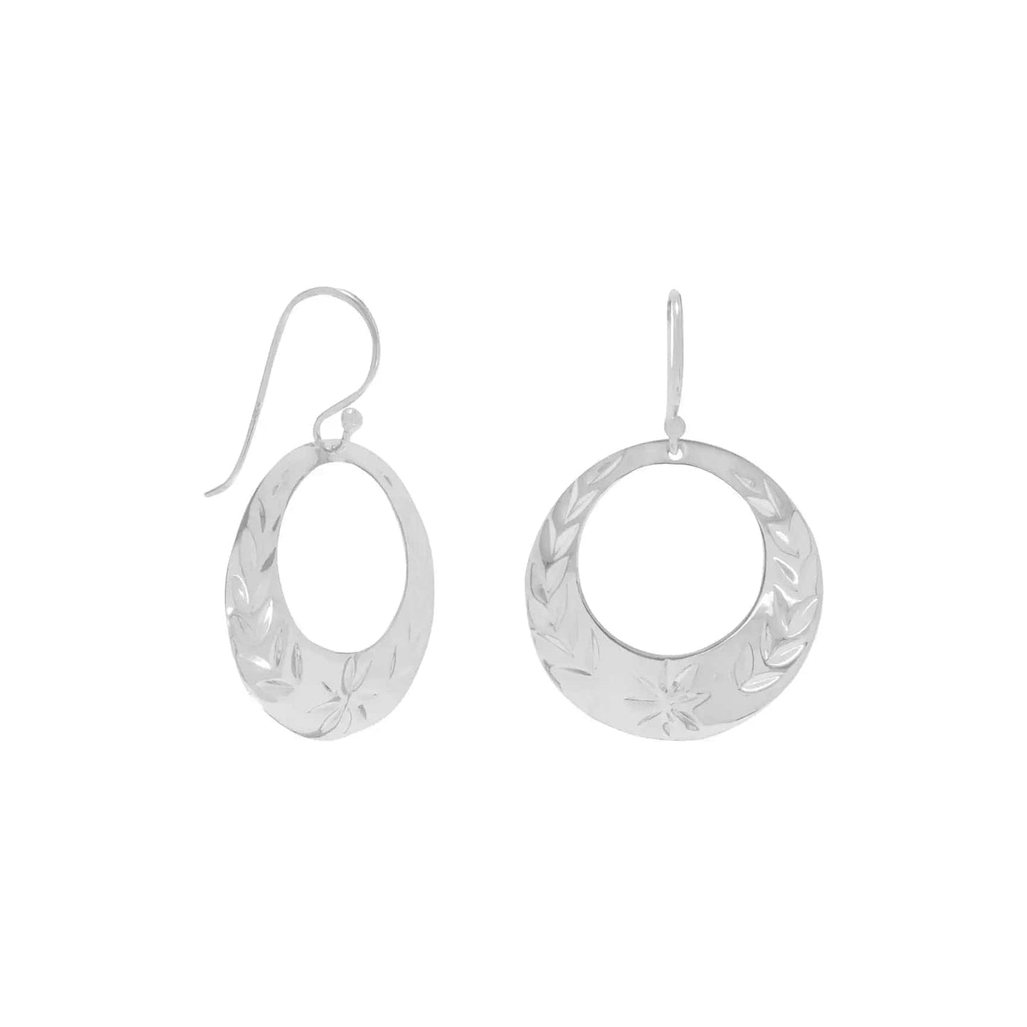 Sterling Silver Floral Design Dangle Earrings - Biggar Diamonds