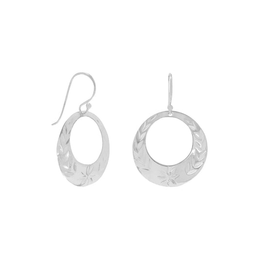 Sterling Silver Floral Design Dangle Earrings - Biggar Diamonds