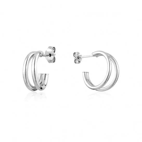 Sterling Silver Hooped Stud Earrings - Biggar Diamonds