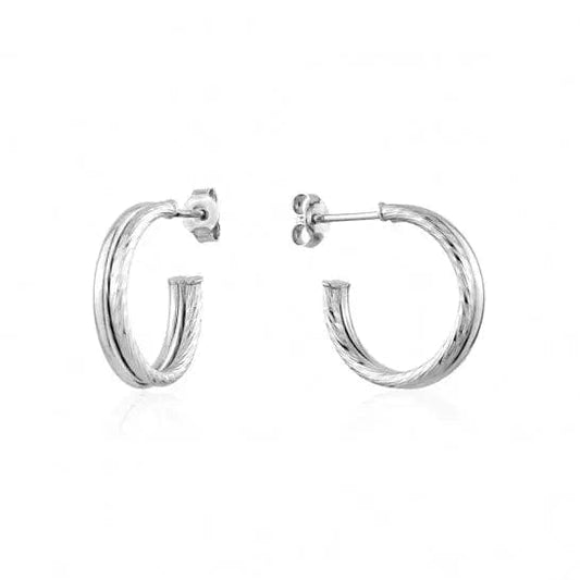 Sterling Silver Hooped Stud Earrings - Biggar Diamonds