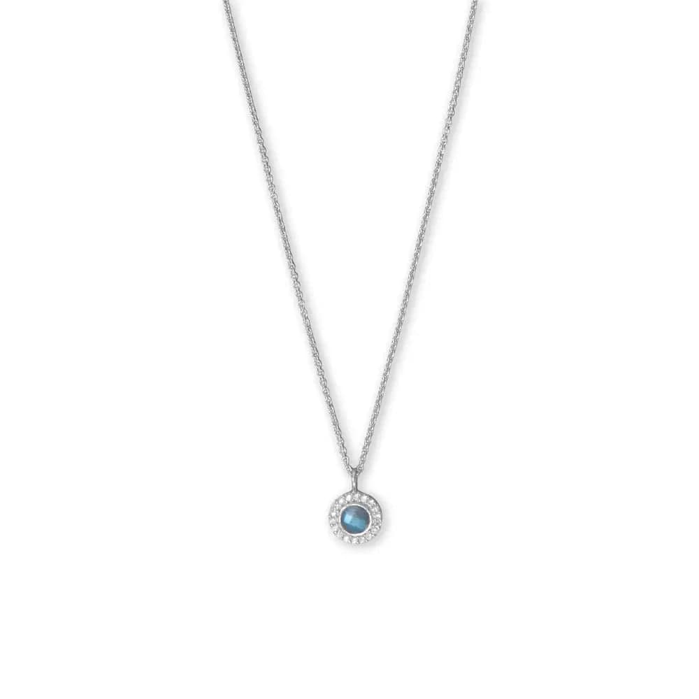 Sterling Silver Labradorite and CZ Halo Necklace - Biggar Diamonds