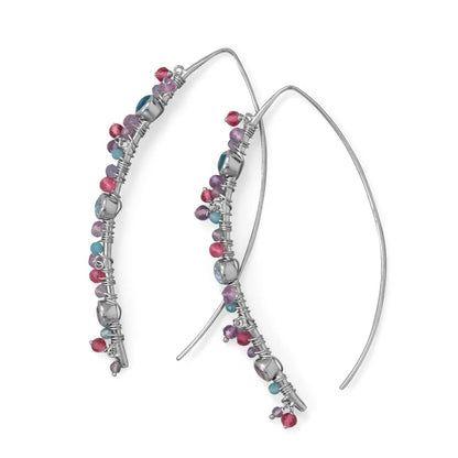 Sterling Silver Marquise Wire Beaded Earring - Biggar Diamonds