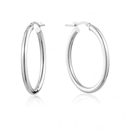 Sterling Silver Oval Hooped Earrings - Biggar Diamonds