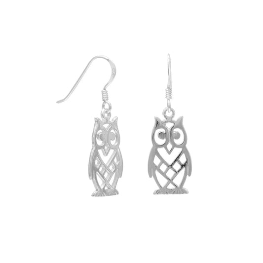 Sterling Silver Owl Dangle Earrings - Biggar Diamonds