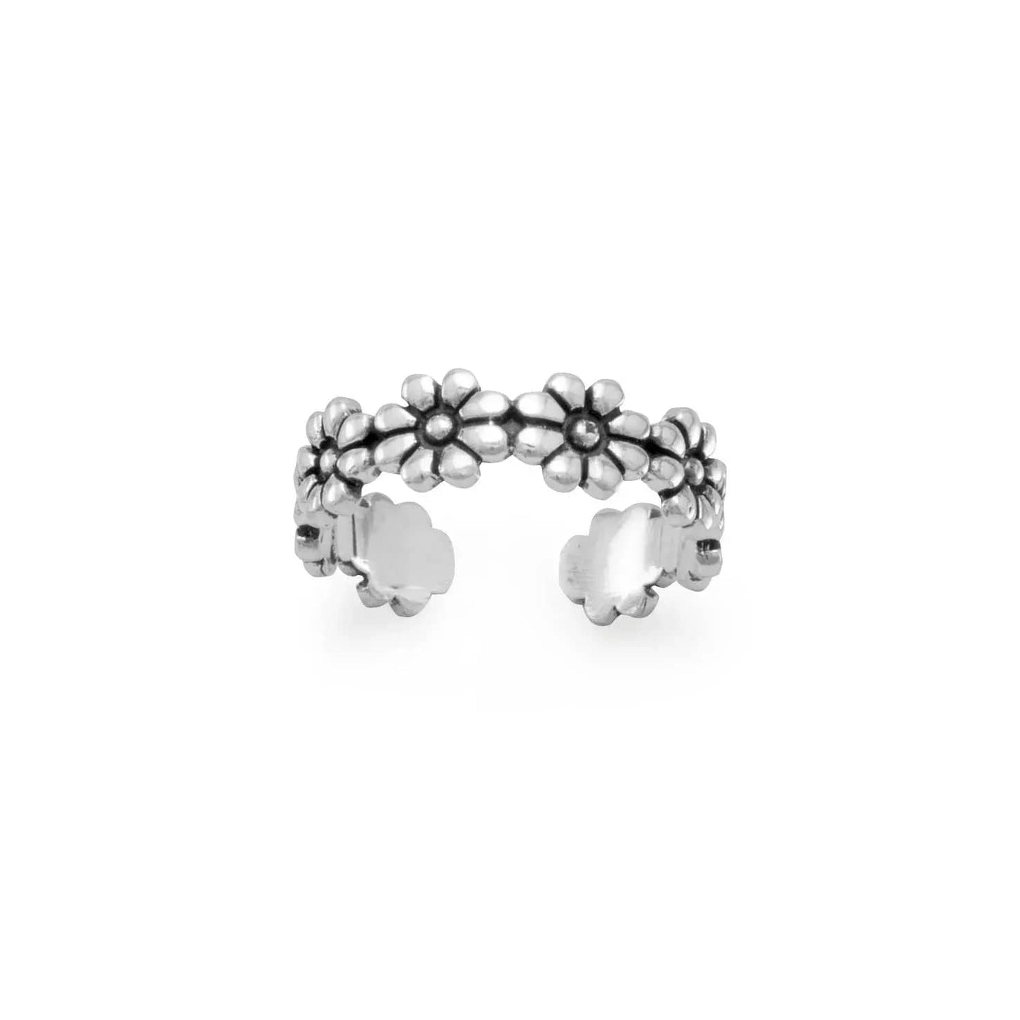 Sterling Silver Oxidized Flower Toe Ring - Biggar Diamonds