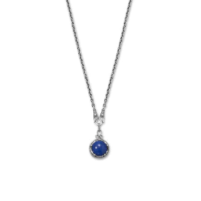 Sterling Silver Oxidized Reversible Lapis and Rainbow Moonstone Necklace - Biggar Diamonds