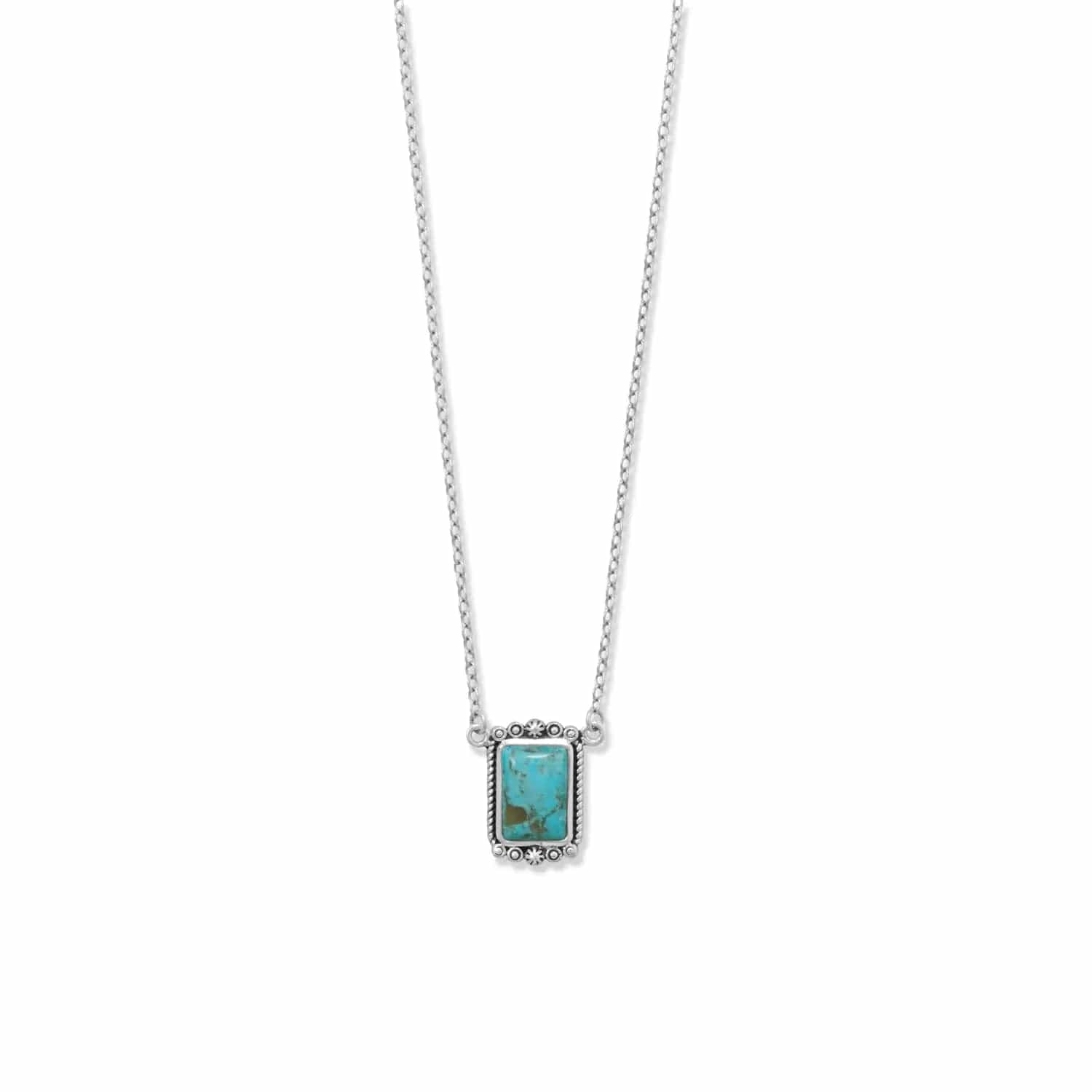 Sterling Silver Oxidized Rope Edge Turquoise Necklace - Biggar Diamonds