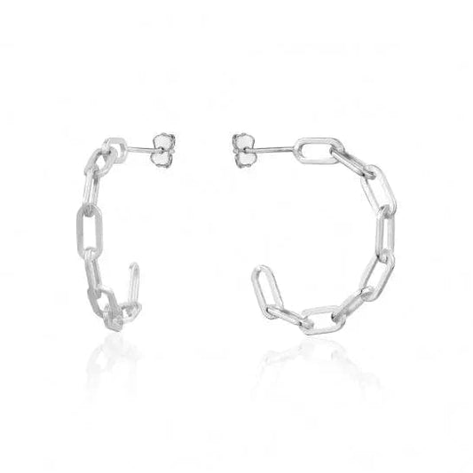 Sterling Silver Paperclip Hooped Earrings - Biggar Diamonds