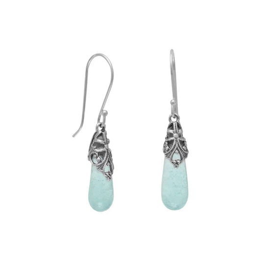 Sterling Silver Roman Glass Drop Earrings - Biggar Diamonds