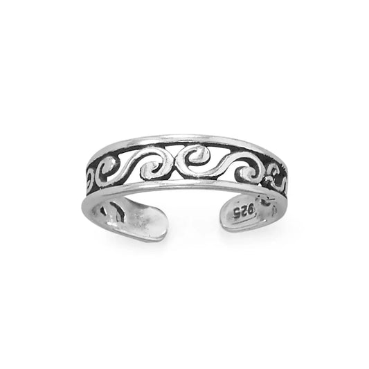 Sterling Silver Swirly Twirly Toe Ring - Biggar Diamonds