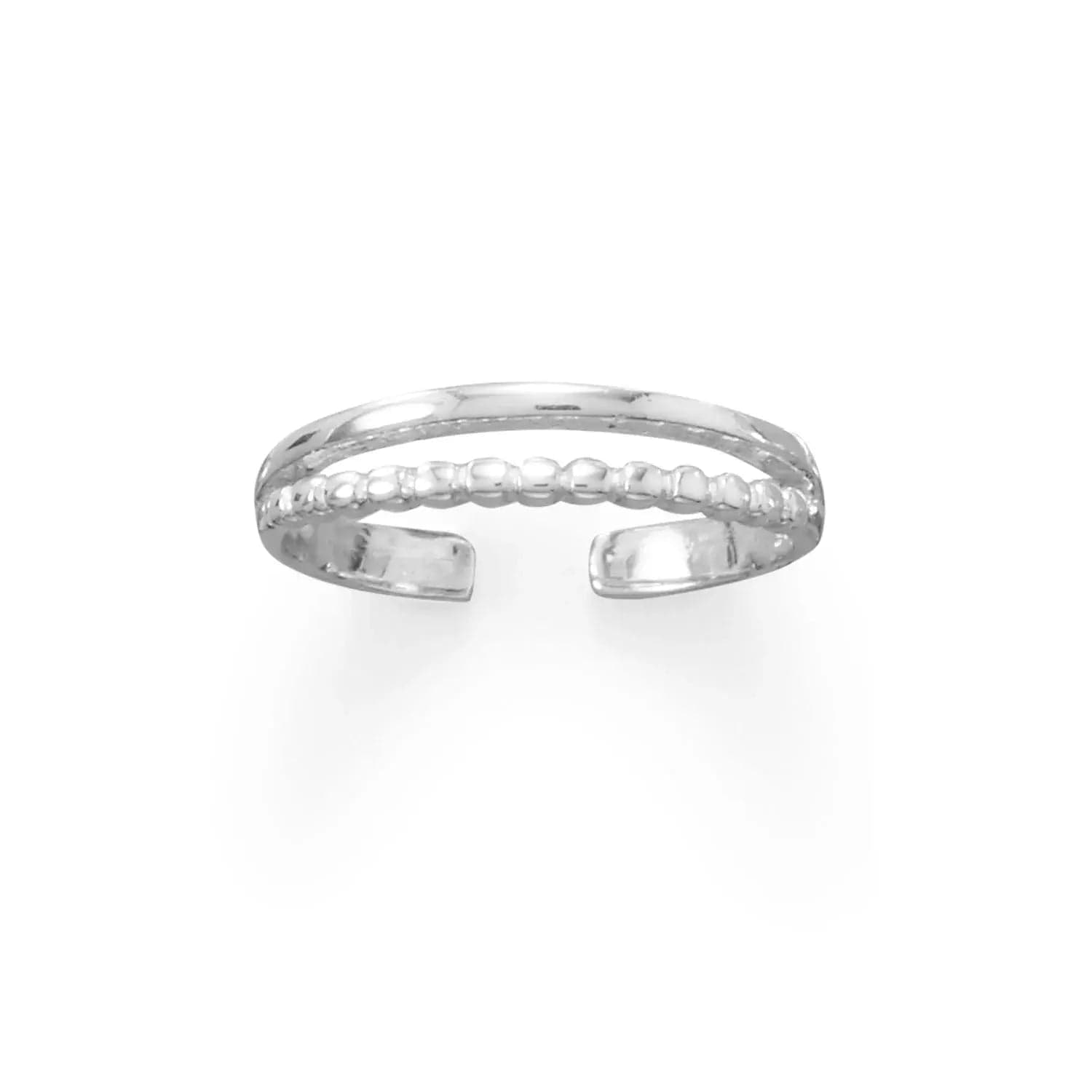 Sterling Silver Two Row Bead and Band Toe Ring - Biggar Diamonds